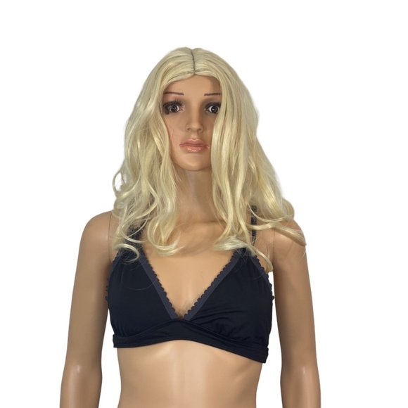Athleta Other - Black Athleta halter bikini top Bralette Black Scalloped trim Medium